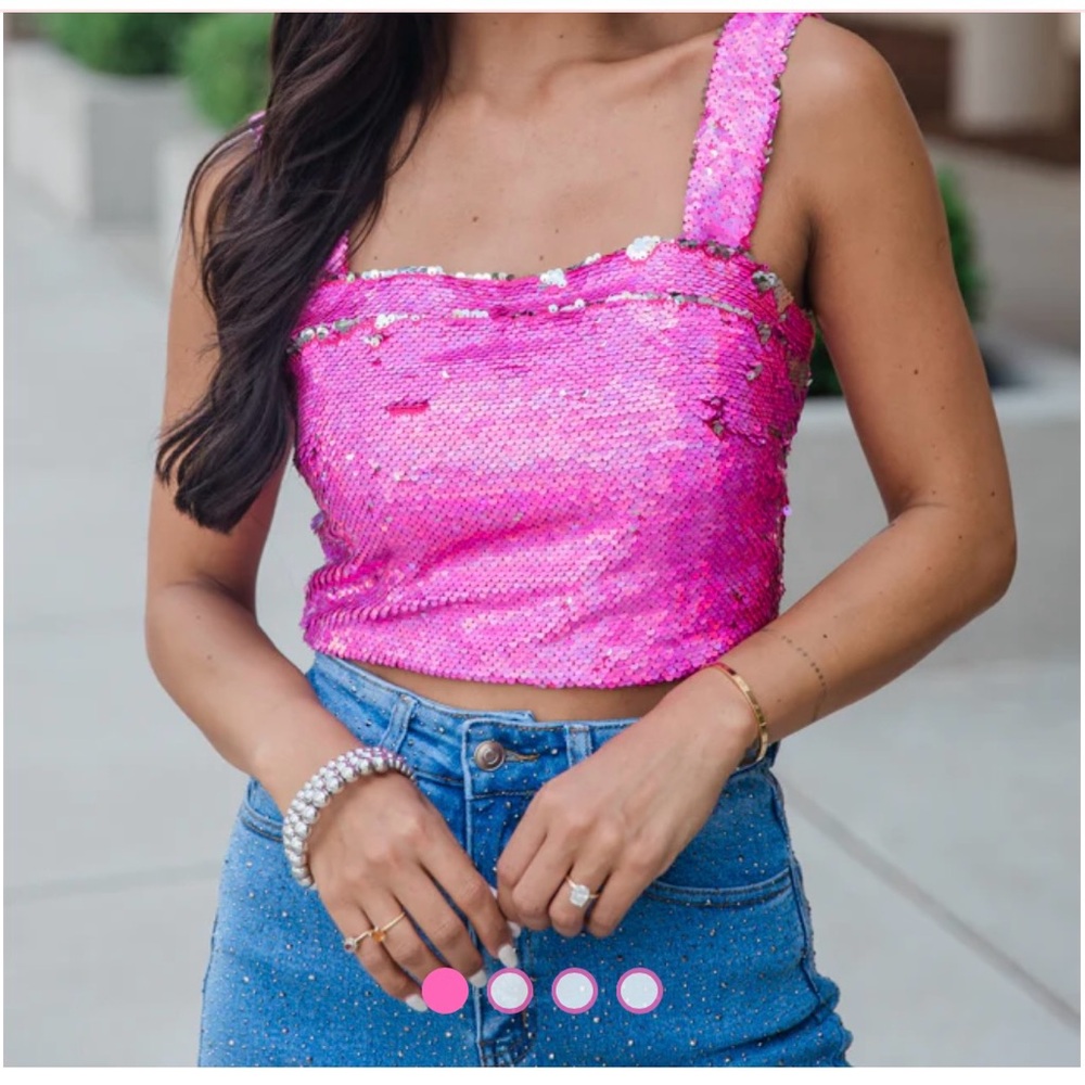 Pink Sequin Concert Tank Shirt